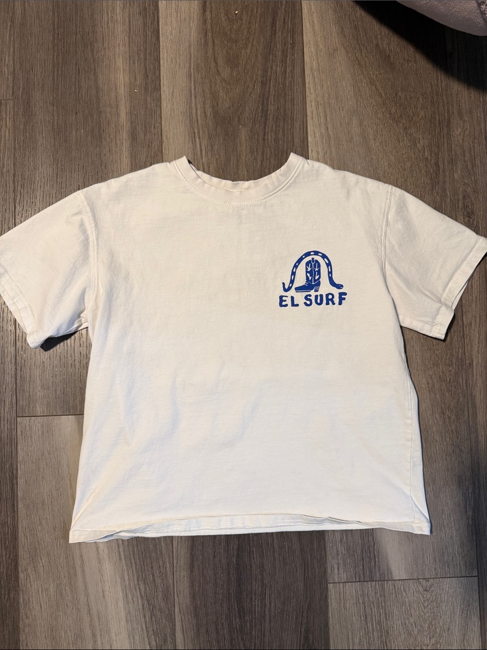 Buckle White Short Sleeve Tee with Blue "El Surf" Logo
